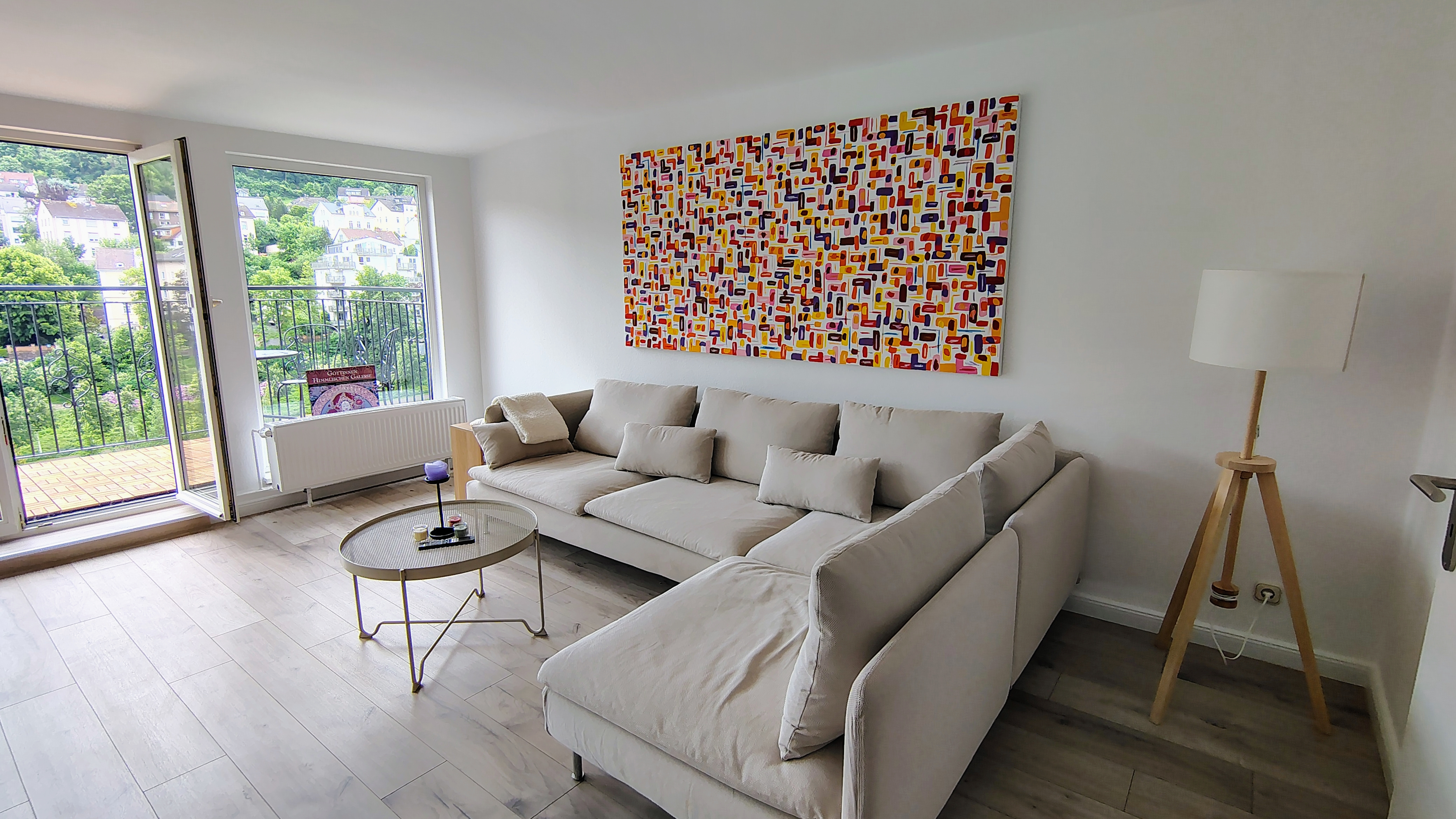 Living room with art & window front